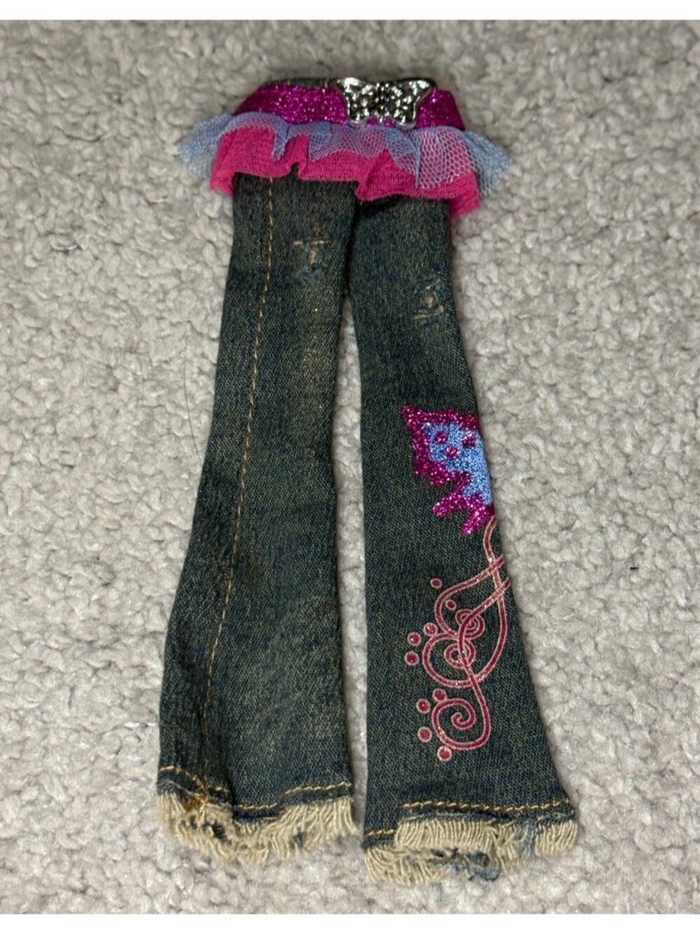 Bratz Doll Clothes Pixiez Jeans Outfit Glitter Butterfly Bell Bottoms MGA Angelz